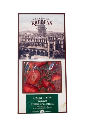 Czekolada różowa z truskawką i miętą 